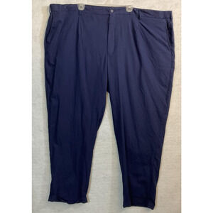 St. Patrick Dress Pants Mens 56x32 Blue Linen Rayon Pleated Easy Care Big Tall‎